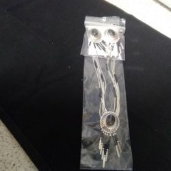 Earrings And Necklace Set Sterling Silver 16" Necklace.  New