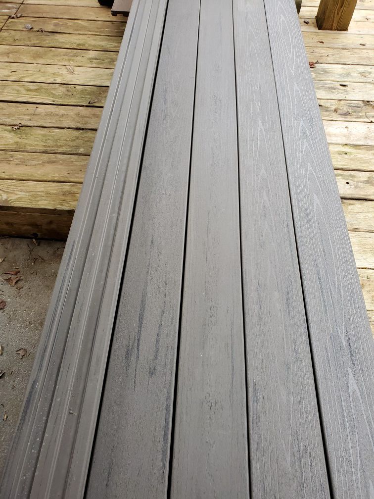 19 boards of Timbertech Azek composite decking in Gray color