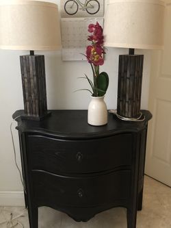 Lamps and fake orchid plant