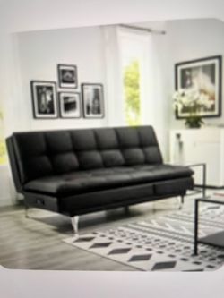 Serta black leather futon