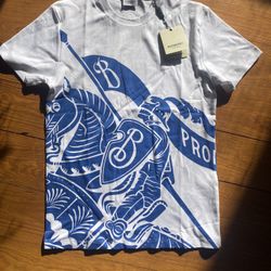 Burberry Men's Large EKD Graphic White Cotton T-Shirt