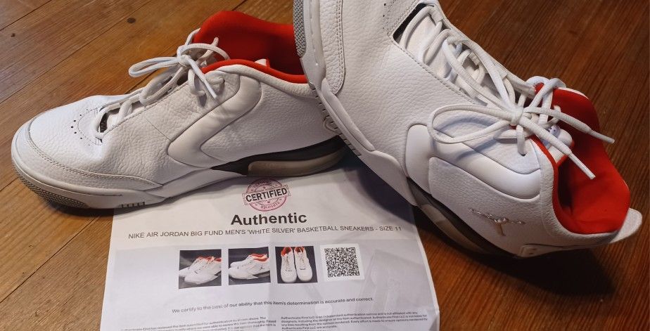 Nike Size 11 Air Jordan Big FUND white silver Red Basketball Shoes Sneakers
