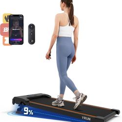Walking Pad Under Desk Treadmill, 2.5HP Quiet Brushless Small Treadmill for Home and Office, Compact Portable Walking pad with Remote & App Control 