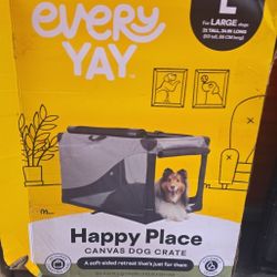Happy Place Travel Folding Canvas Dog Crate Large