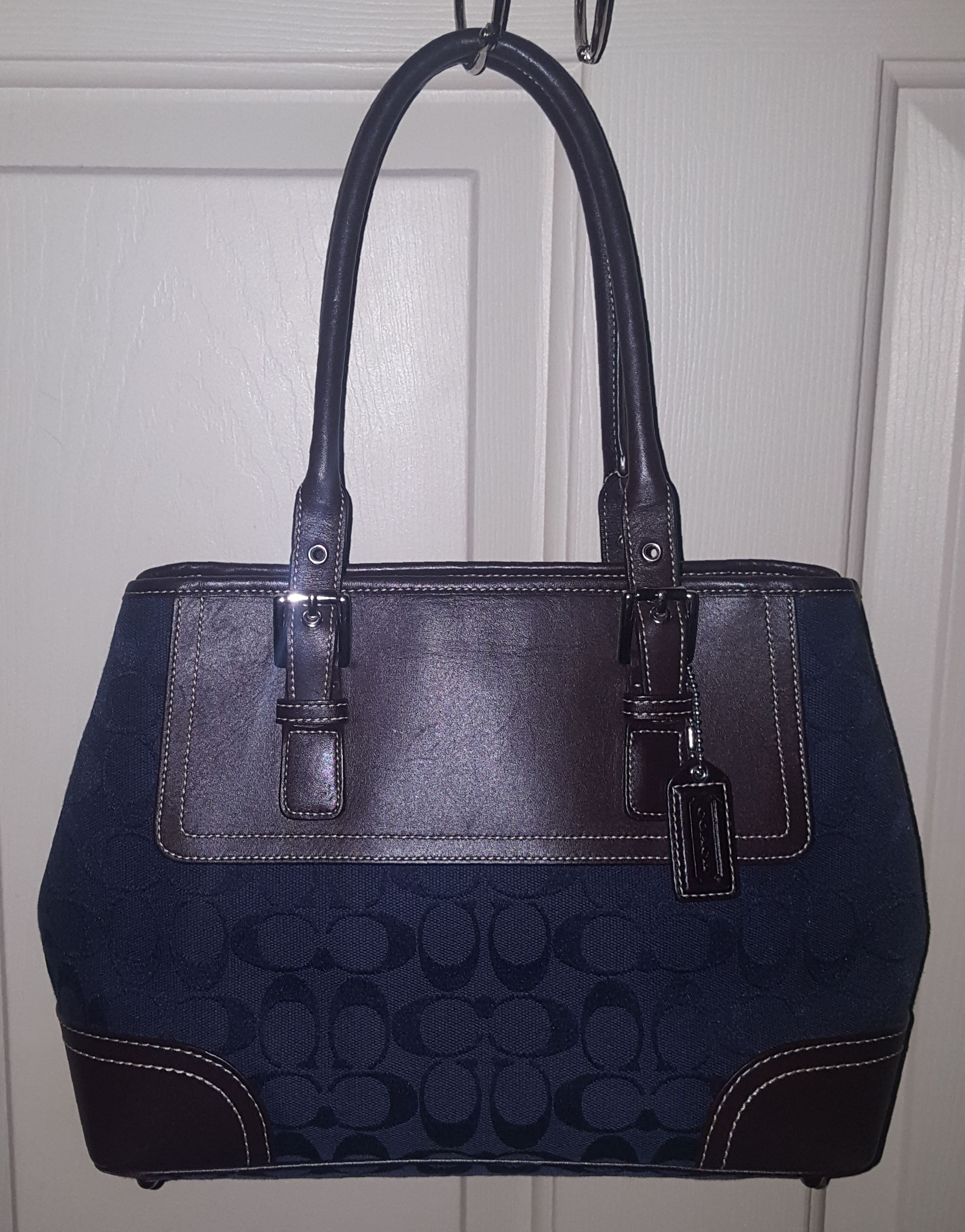 Auth. Royal Blue & Brown Leather Coach Purse. Asking $50 Obo