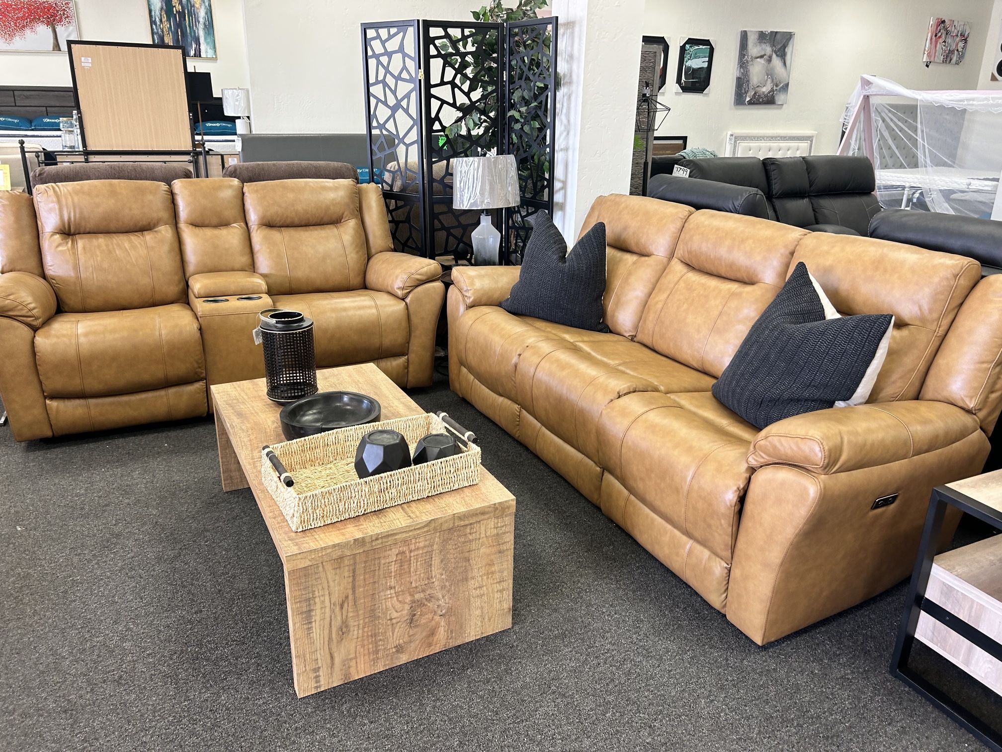 Top Grain Power Leather Reclining Sofa And Love Seat