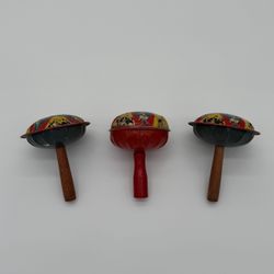 Vintage Tin Circus Ratchet Noise Makers – Set of 3