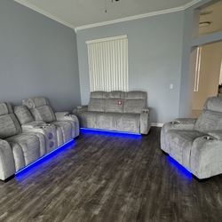 3 Piece Reclining Sofa, love Seat And recliner 