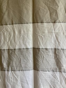 Shower curtain great shape! Gray And white stripes