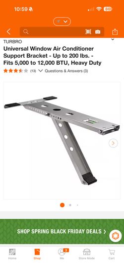 URBRO Universal Window Air Conditioner Support Bracket - Up to 200 lbs. - Fits 5,000 to 12,000 BTU, Heavy Duty