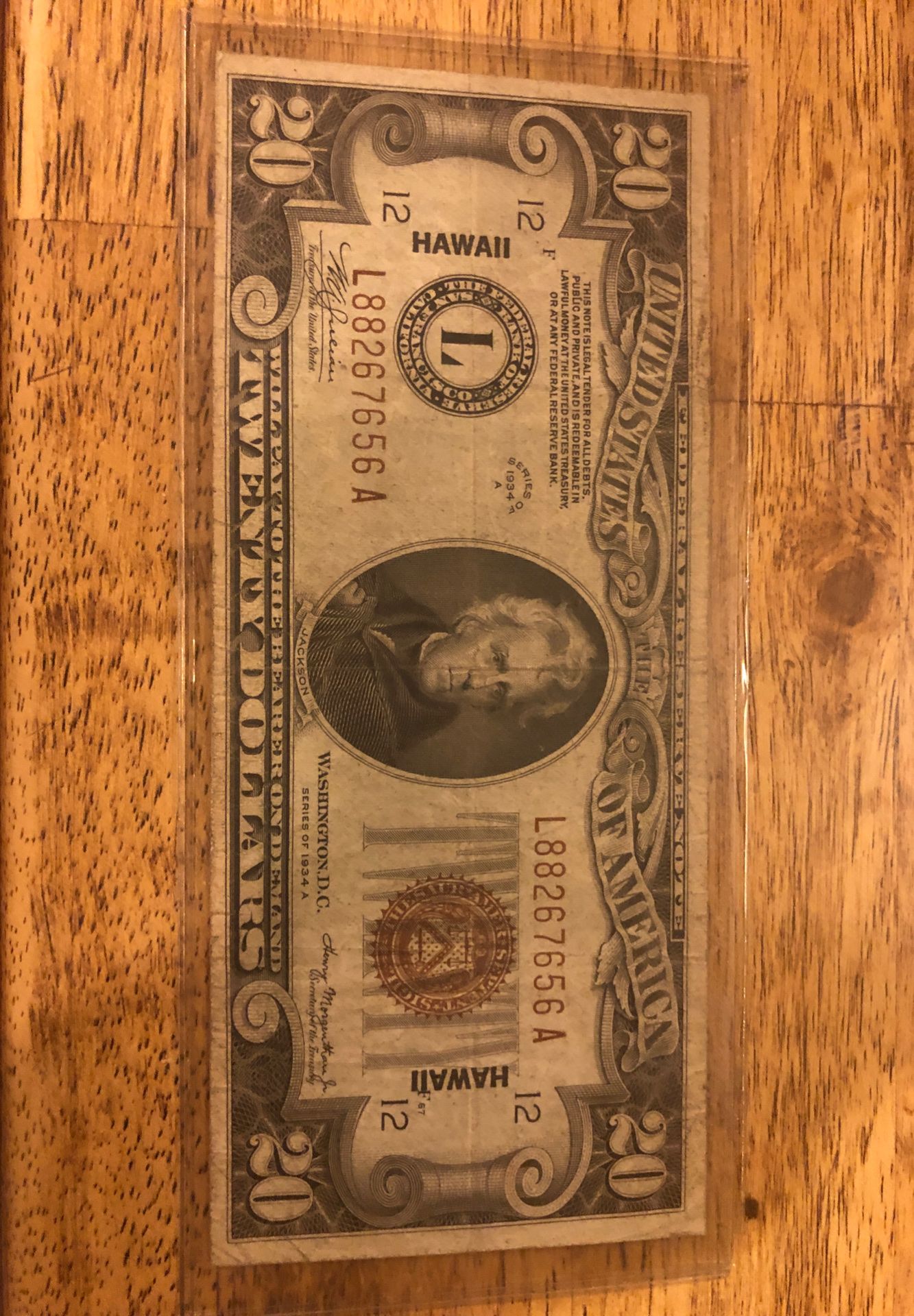1934A Hawaii Note 20$ Bill