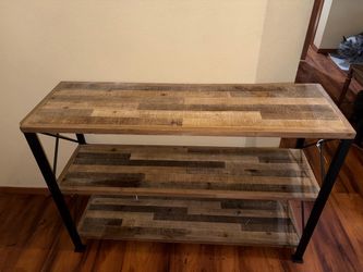 3 Tier Crossbuck Industrial Console Table