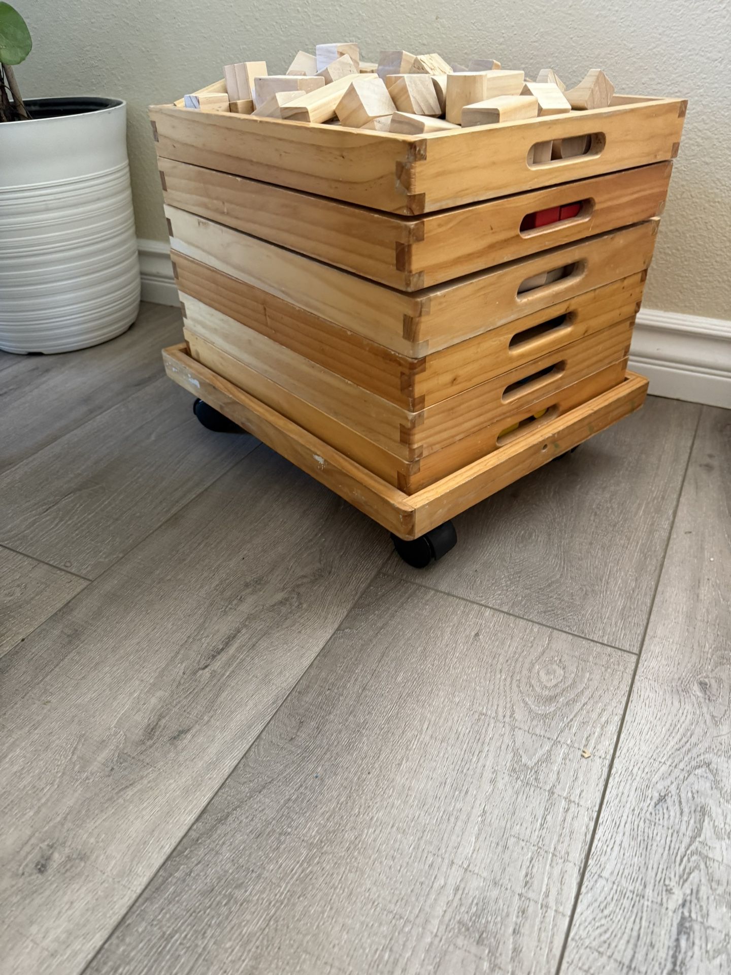 Stackable Wooden Blocks On Wheels