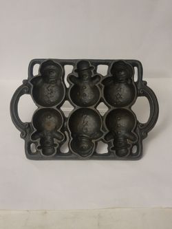 Cast Iron Holiday Snowman Baking Pan