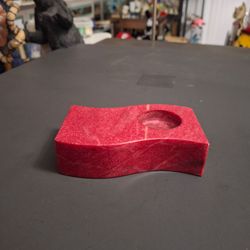 Polished Red Geode Tealight/Votive Candle Holder With Contemporary Wavy Design 4.5 X 2.75 X 1.25"H Weighs 1 LB 3 OZ