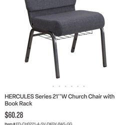 Hercules series 21” Church Chair with Book Rack .. 2 chair set for outdoor and indoor