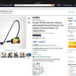 Free  Vacuum. Eureka 3670 M Canister Cleaner