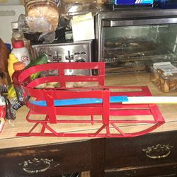 Large countertop table top Santa sleigh. Heavy metal