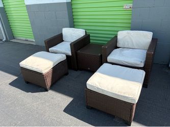 Cloud Mountain 5-Piece Wicker Patio Conversation Set – Brown/Beige