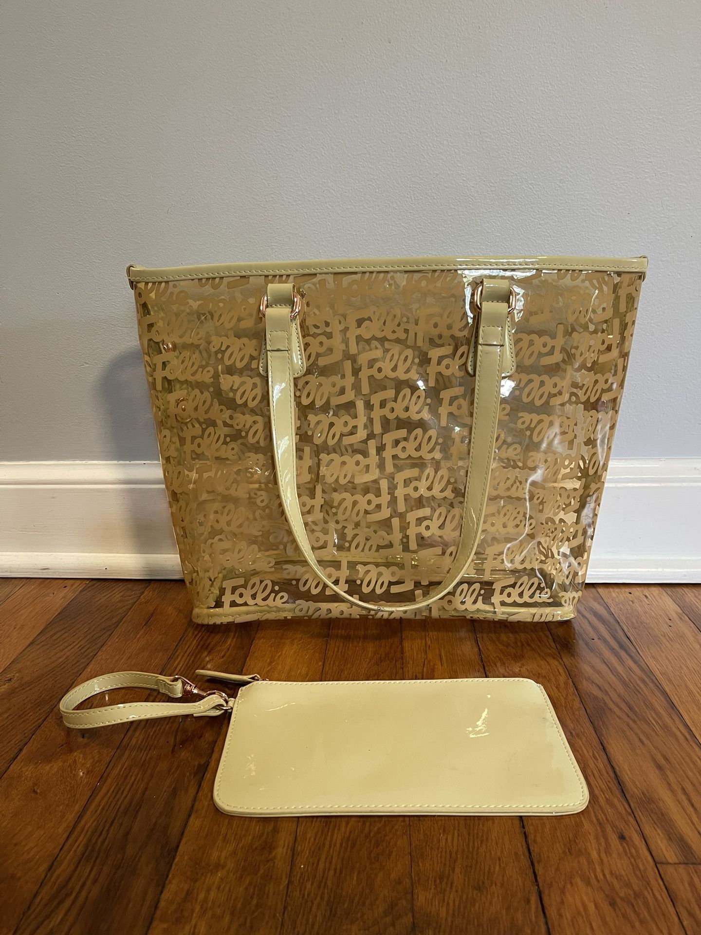 Beautiful Folli Monogram Vinyl Tote With Clutch