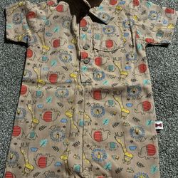 Boy Short Sleeve Romper One-Piece animal Print