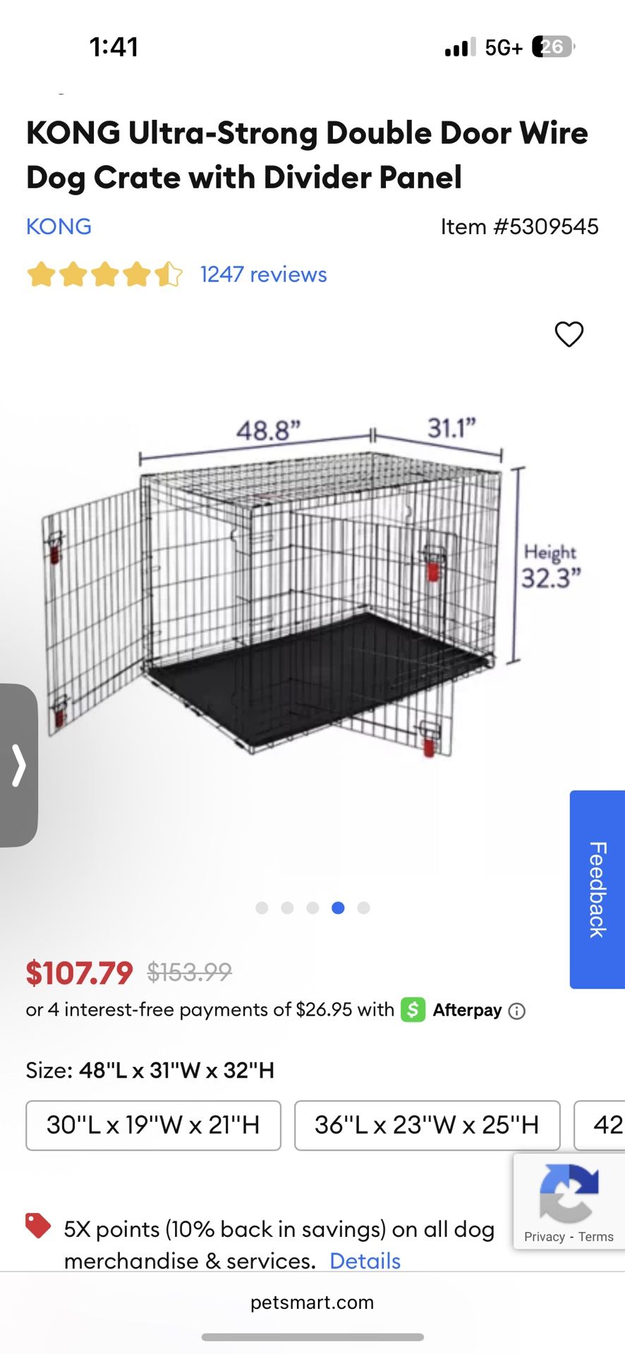 KONG Ultra-Strong Double Door Wire Dog Crate with Divider Panel