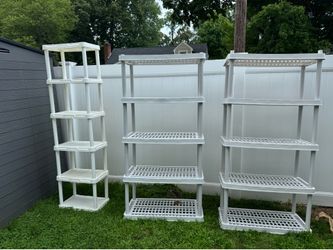 Two shelving units!!! Heavy Duty 5-Tier Plastic Shelving Unit (Gracious Living)l