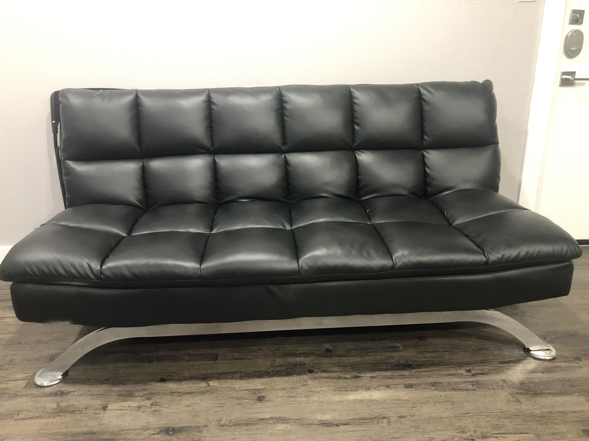 Foldable Black Leather couch