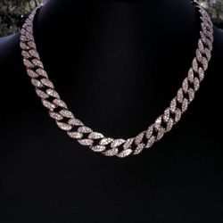 White gold Plated Cuban chain diamond 22”