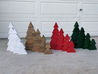 Wood Christmas Trees - set of 4