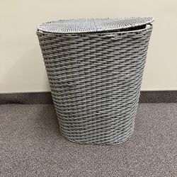Gray Wicker Hamper