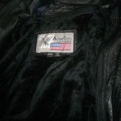 Black 2XL Leather Jacket With Plush Interior 