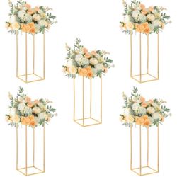 23.6inches Tall Gold Wedding Flower Vase,5pcs Flower Stand Centerpieces for Party Table Decoration