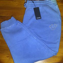 MENS SIZE : 3XL TRUE RELIGION BLUE WASHED JOGGER