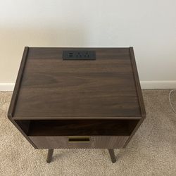 Nightstand with Outlet and storage drawer Modern Bedside Table