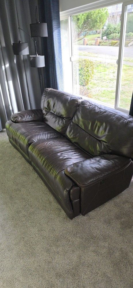 Free Leather couch -Double recline.