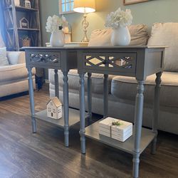Beautiful Set of Side Tables / Nightstands With Mirror Accents