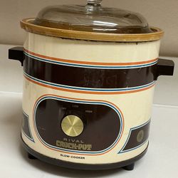 Vintage Rival Crock Pot 3 1/2 Qt Slow Cooker With Glass Lid Model 3100/2 75-150W , 70’s -80’s Kitchen Decor