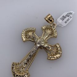 10kt 14g Two-Tone Large Crucifix 