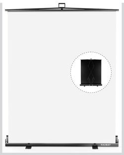 RAUBAY 59.8 x 82.7in Collapsible White Backdrop Screen Portable Retractable Panel Photo Background with Stand