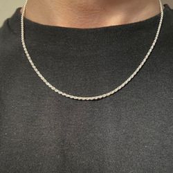 Solid Silver Chain Silver Rope Chain 18in 2mm