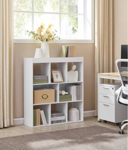 Bookshelf, 8 Cubes Storage Organizer, 35.4 x 11 x 39.4 Inches Storage Shelf, for Living Room, Home Office, Dining Room, Cloud White, CUSTOS Collection