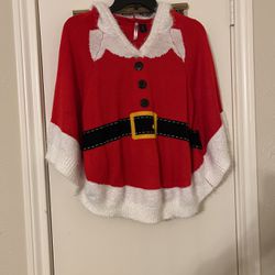 Santa Hooded Poncho Sweater