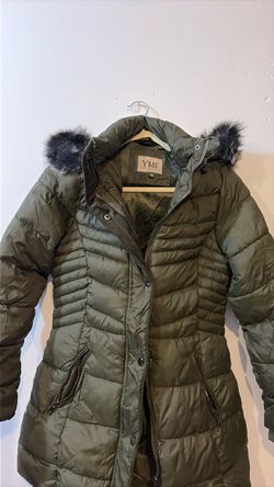 YMI Collection Olive Green Puffer Coat with Removable Hood – Size M