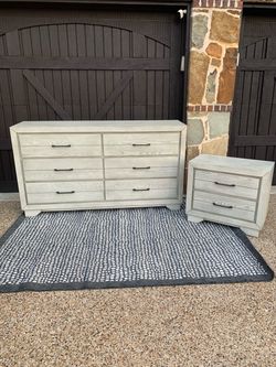 Solid wooden dresser with night stand