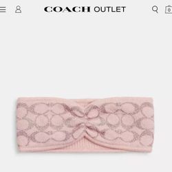NEW Coach-Pink Metallic Knit Headband 