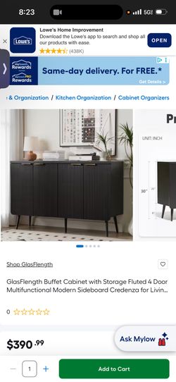 Fluted Buffet cabinet/ Credenza with storage