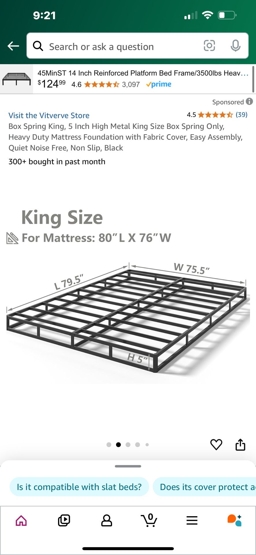 King sized bed frame