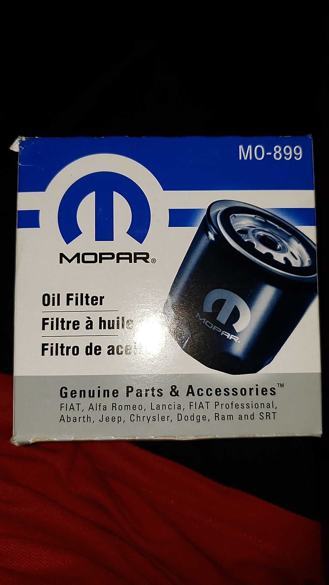 Mopar oil filter MO-899 part number 0488 4899 AC - 001