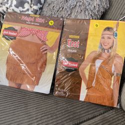 Adult Western Fringe Skirt And Vest